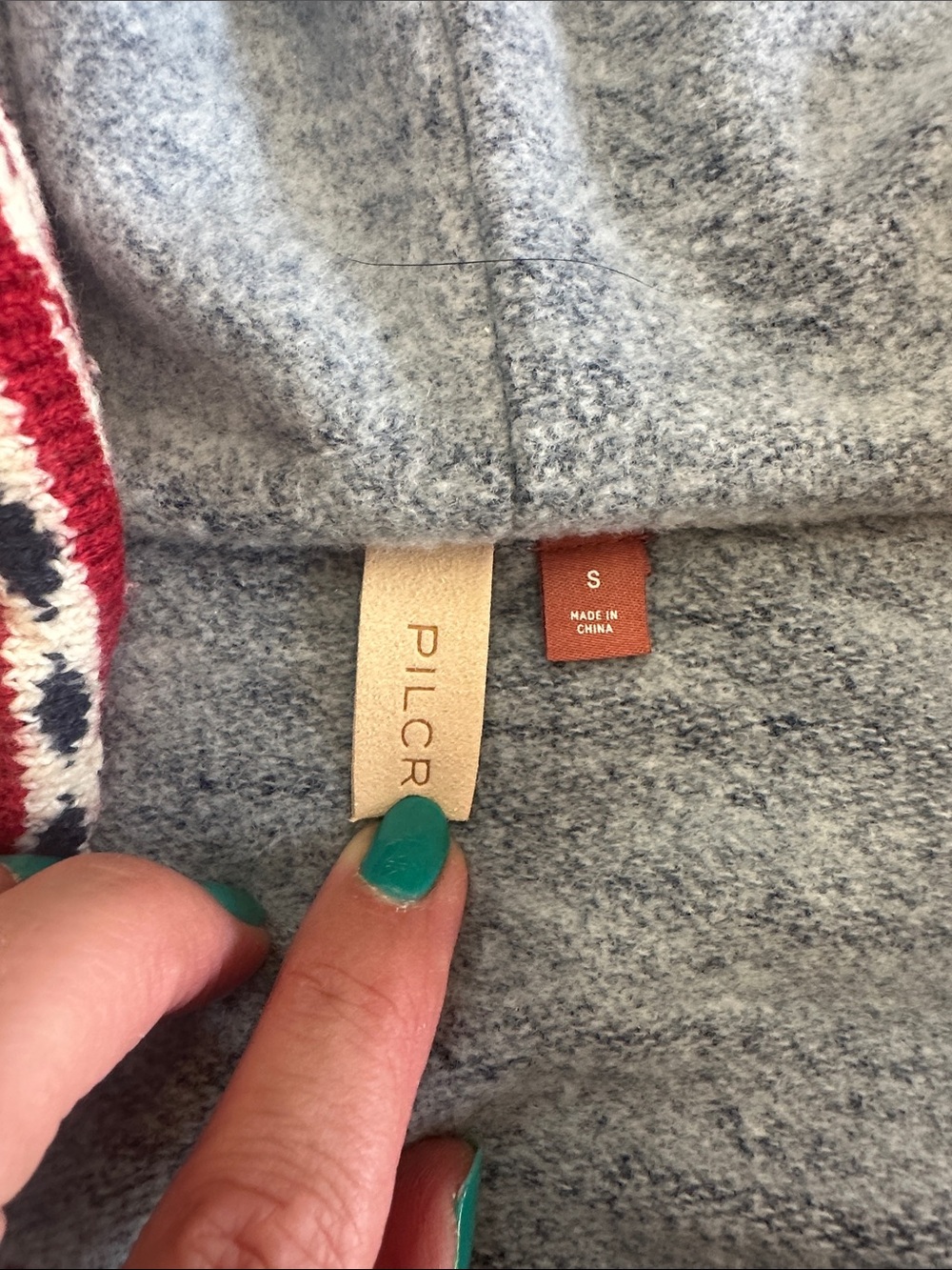 Pilcro Blue and Red Patterned Hooded Sweater - Picture 2 of 5